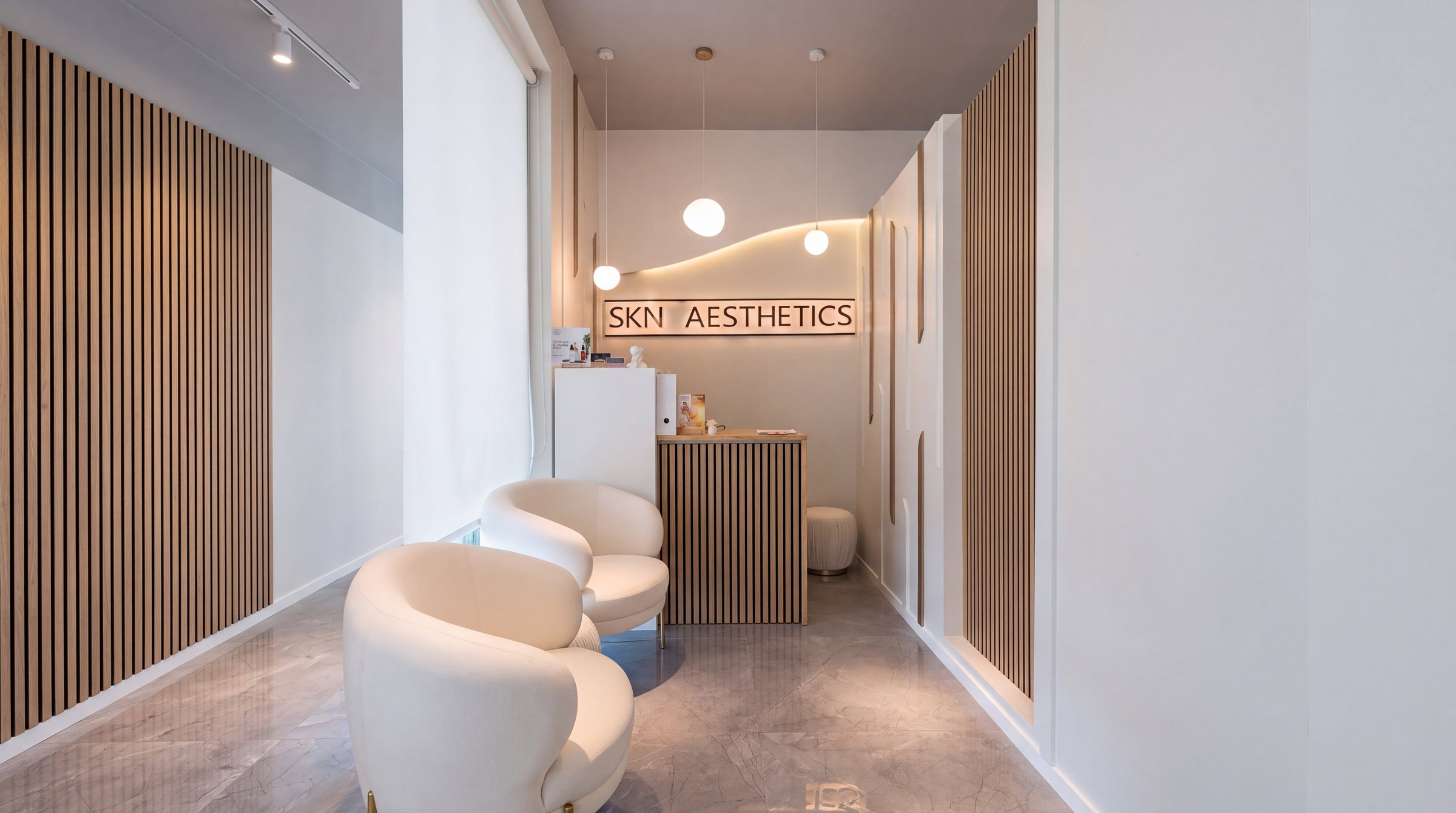 The SKN Aesthetics reception and waiting area in Otahuhu