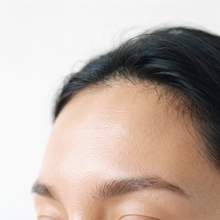 Close detail of a forehead and brow